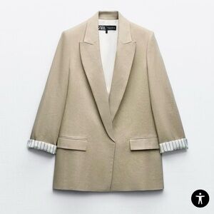 Zara Linen Blend Open-front blazer